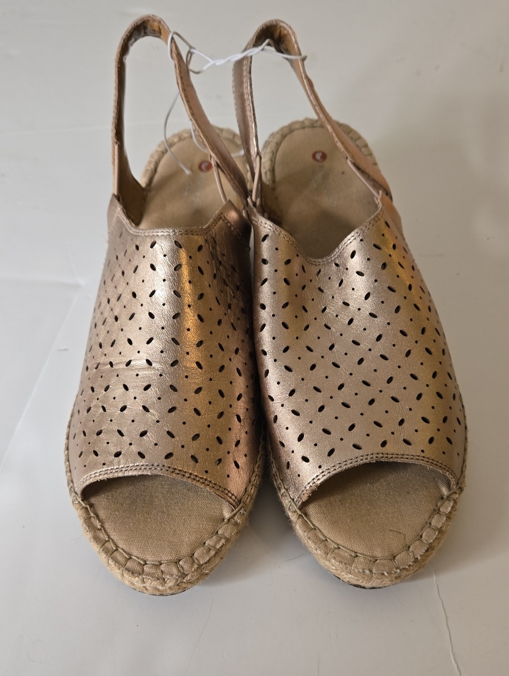 Clarks Metallic Rose Gold Slingback Espadrille Sandals 9.5